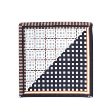 Echo Womens Patchwork Plaid Silk Neckerchief, Black, 21×21