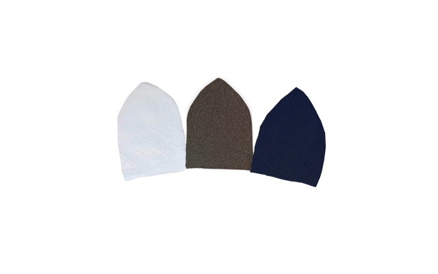  Islamic Knitted Kufi Topi Prayer Hat Crochet Cap Taqiyah Takke Skull Beanie for Muslims, Prayers and Islamic s, Snow White-Green-Navy