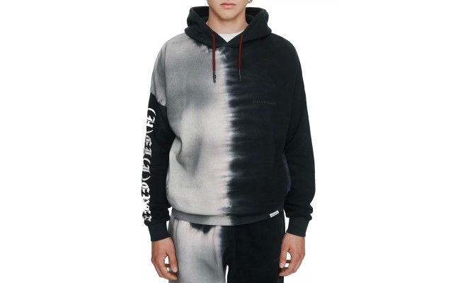  Mens Logo Drawstring Hoodie, Black, Small