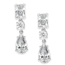 Eliot Danori Silver-Tone Crystal Drop Earrings (Silver)