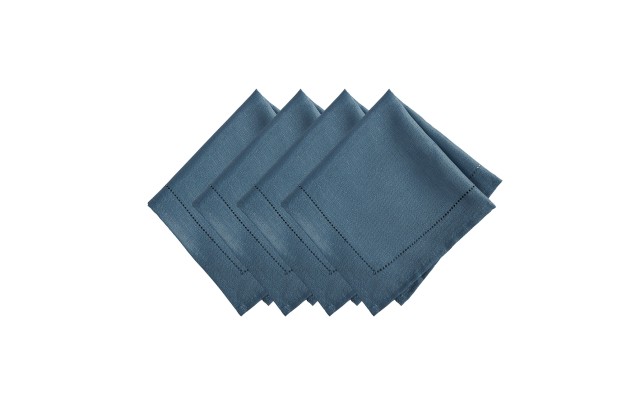 Elrene Alison Eyelet Punched Border Fabric Napkin, Set of 4, Copen Blue