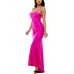  Womens Juniors’ Drape Neck Mermaid Gown, Pink/M