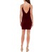  Womens Juniors’ V-Neck Ruched Bodycon Dress, Wine/L