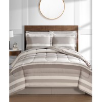 Fairfield Square Collection Austin Stripe/Solid Reversible 8 Pc. Comforter Set, Taupe, Queen