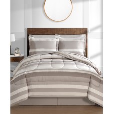 Fairfield Square Collection Austin Stripe/Solid Reversible 8 Pc. Comforter Set, Taupe, Queen