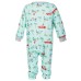  Matching Baby Tropical Santa Printed Footed Pajamas, Green, 6-9 Months