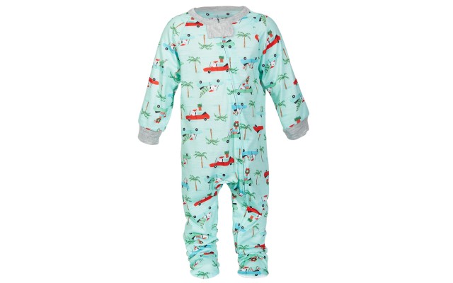  Matching Baby Tropical Santa Printed Footed Pajamas, Green, 24 Months