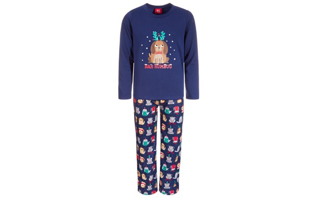 Matching Toddler, Little & Big Kids 2-Pc. Bah Humbug Family Pajama Sets, Navy, 4-5