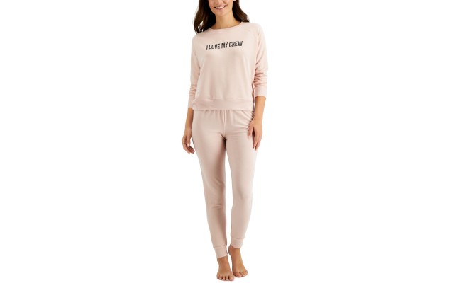  Matching Women’s Crew Love Family Pajama Set, Blush, Small