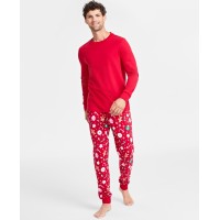 Family Pajamas Men’s Sweets Printed Pajamas Set, Red, Small