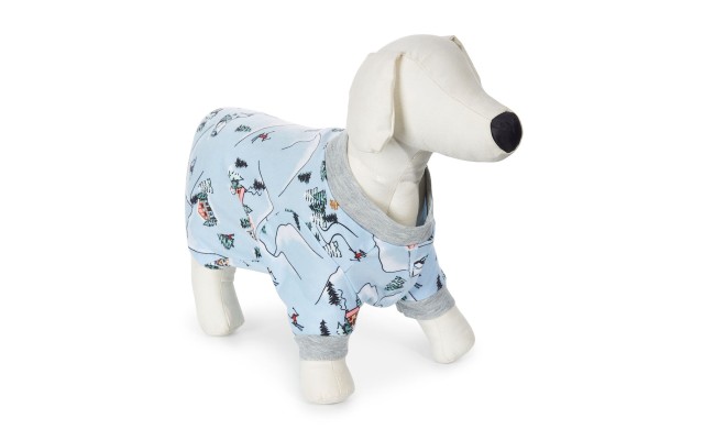  Pet Matching Ski Mountain Pajamas, Blue, Small