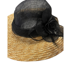 Fine Millinery by August Hat Company Sinamay Wheatstraw Hat, Black/Brown