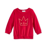First Impressions Baby Girls Velour Crown Long Sleeve Tops, Red, 6-9 Months