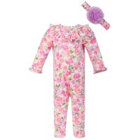 First Impressions Baby Girls Watercolor Floral Coverall Set (6-9 Months)