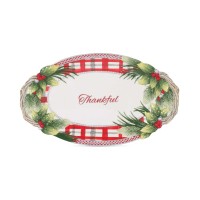 Fitz and Floyd Tartan Christmas Thankful Bread Tray
