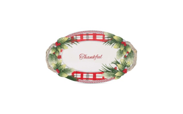 Tartan Christmas Thankful Bread Tray