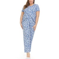 Flora by Flora Nikrooz Plus Size Kerin Top and Pajama 2 Piece Set, Navy, 3X