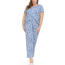 Flora by Flora Nikrooz Plus Size Kerin Top and Pajama 2 Piece Set, Navy, 3X