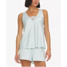 Flora by Flora Nikrooz Women’s Claudine 2-Pc. Satin Shorts Pajama Set, Ice Flow, Large