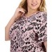  Womens Plus Size Cotton Ribbed Printed Short Sleeve Round Neck T-Shirt, Pink, 1X