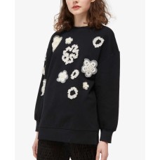 French Connection Embellished Crew-Neck Top (Black, XS)