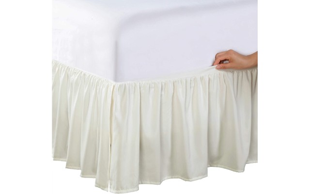  Magic Skirt Ruffled Twin Bed Skirt, White