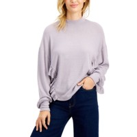 Freshman Juniors’ Ruffled Hacci-Knit Top, Purple, Small