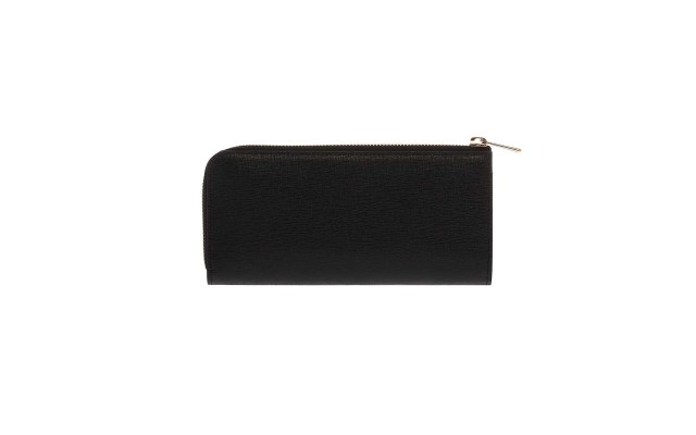  Zip Around Safiano Leather Black Wallet (Black)