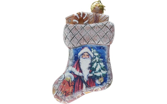 G. Debrekht Christmas Angels Stocking Scenic-Ornament, 3.5″