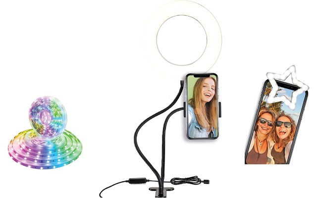  Social Media Recording Kit- With a 6ft Led light strip, 6″ led Ring