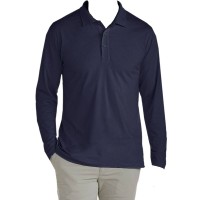 Galaxy By Harvic Men’s Blue Long-Sleeve Pique Polo Shirt Top Size M