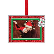 Ganz 4″ Frame Ornament Snowmen ‘Our First Christmas Together’ Red/Silver