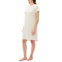 GAP Womens Short-Sleeve Striped Dorm Nightgown, Oatmeal, L