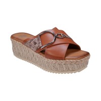 Gc Shoes Women’s Lindsey Strappy Platform Slide Sandals, Brown, 6
