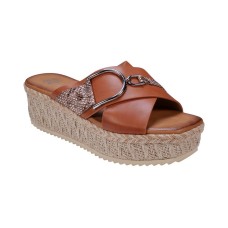 Gc Shoes Women’s Lindsey Strappy Platform Slide Sandals, Brown, 6