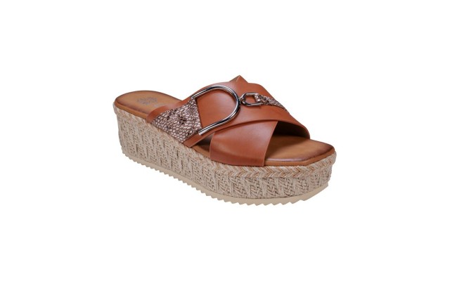  Women’s Lindsey Strappy Platform Slide Sandals, Brown, 6