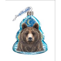 G.DeBrekht Bear Face Hand Painted Glass Ornament
