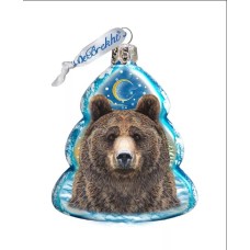 G.DeBrekht Bear Face Hand Painted Glass Ornament