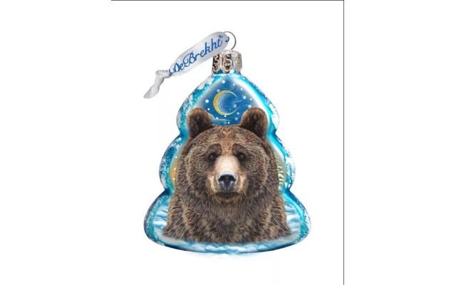 G.DeBrekht Bear Face Hand Painted Glass Ornament