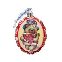 G.DeBrekht Note to North Pole Santa Hand Painted Glass Ornament, Red, 3''