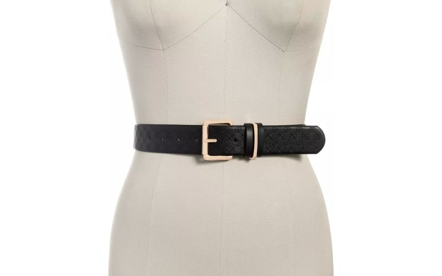  Womens Embossed Logo Belts, Black, X-Large