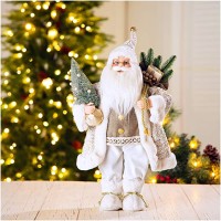 Glitzhome 18 in. H Christmas Santa Figurine, One Size, White