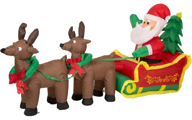  Christmas Outdoor Lighted Inflatable Decor (Santa Sleigh)