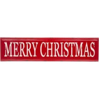 Glitzhome Enameled Metal “Merry Christmas” Wall Sign, 46”L, Red