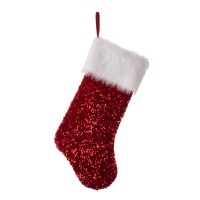 Glitzhome Sequin Christmas Stocking, Red