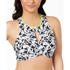 Go by Gossip Geo Graphic Content High-Neck Keyhole Top Women’s Swimsuit (Black White, S)