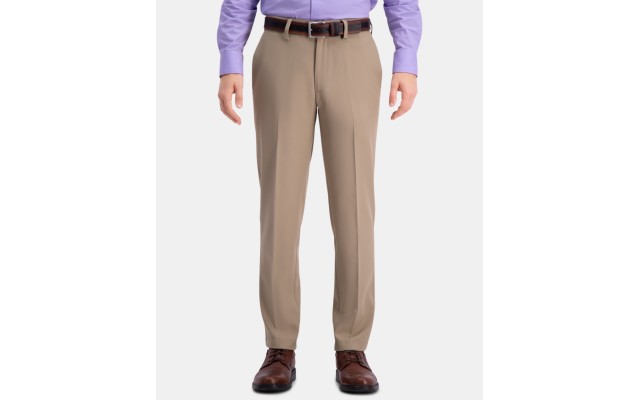  Men’s Cool 18 Pro Slim-Fit 4-Way Stretch Moisture-Wicking Non-Iron Dress, Tan, 34×30