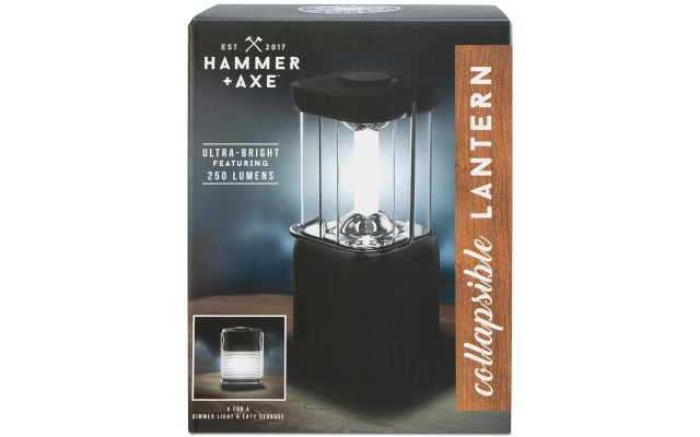 Hammer & Axe Collapsible Lantern (Black, 5.9″ x 3.9″ x 8.6″)
