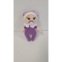 Handmade Amigurumi Baby Wool For Girls or Boys Funny Soft Toys Safety For Kids, Purple Baby, 3.14 inches