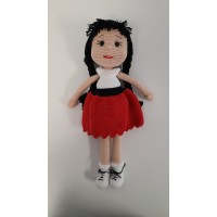 Handmade Amigurumi Crochet Wool Long Short Braided Hair Girls For Fun Game, Black Braided Hair Girl, 6.29 inches